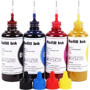 Sublimation Ink Bottle Inkjet Printers Refillable Ink Cartridge CISS for T802 T802XL T812 Workforce WF-4720 WF-4730 WF-4734 WF-4740 WF-7310 EC-4020 EC-4030 EC-4040 Heat Press Transfer on Mugs, T-Shirt