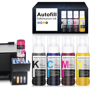Autofill Sublimation Ink for Epson EcoTank Inkjet Printers ET-2720 ET-2400 ET-2760 ET-2800 ET-4800 ET-2803 ET-2830 ET-3760 ET-2850, Anti-UV/ICC Free/400ML