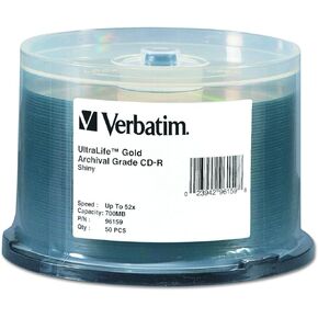 Verbatim CD-R 700MB 52X UltraLife Gold Archival Grade - Branded Surface & Hard Coat - 50pk Spindle