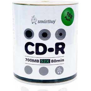 Smartbuy 100-disc 700mb/80min 52x CD-R Logo Top Blank Data Recordable Media Disc