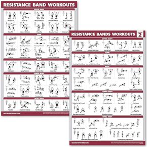 QUICKFIT 2 Pack Resistance Bands Exercise Poster Set - Resistance Tubes Workout Charts