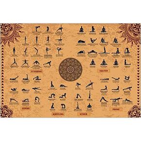 The Mindful Word Yoga Poses Poster (24x36 Inches) - Yoga Asana Poster with 62 Beginner & Intermediate Yoga Asanas/Stretches/Positions - Posture Names in Both English and Sanskrit