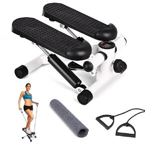 JUMPMKT Steppers for Exercise, Mini Stepper with LCD Monitor & Resistance Bands, Gym Fitness Stair Stepper for Home Workout, Legs Arm Full Body Training in Kuwait