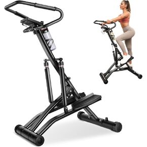 جهاز إيقاع الجسم للتمرين في المنزل، جهاز درج كهربائي لتدريب القلب والتسلق، جهاز درج للياقة البدنية الهيدروليكي مع 12 أسطوانة هيدروليكية، شاشة LCD كبيرة، مقود كبير. in Kuwait