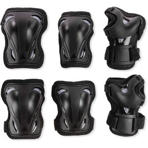 Rollerblade Skate Gear 3 Pack Protective Gear, Knee Pads, Elbow Pads and Wrist Guards, Inline Skating, Multi Sport Protection, Unisex, Black