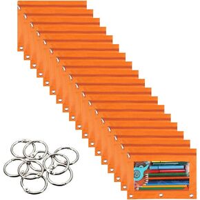 18-Packs 3 Ring Pencil Pouch with Clear Window School Classroom Binder Pocket Case Office Stationery Bag Black