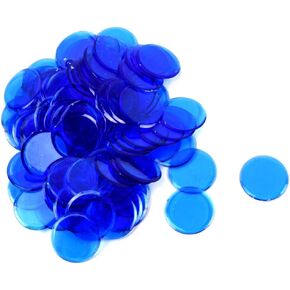 Treasure Gurus 100 Clear Blue 7/8" Plastic Bingo Chip Transparent Paper Hard Card Marker Set