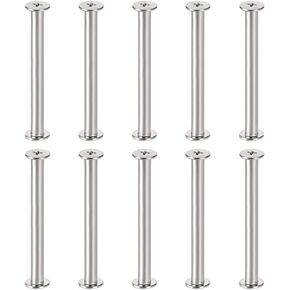 uxcell Screw Post Fit for 3/16"(5mm) Hole Dia, Female 4x45mm Belt Buckle Binding Bolts Leather Fastener Carbon Steel 10 Sets