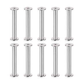 uxcell Screw Post Fit for 3/16"(5mm) Hole Dia, Female 4x60mm Belt Buckle Binding Bolts Leather Fastener Carbon Steel 10 Sets
