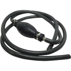 Pactrade Marine Grey Durable Fuel Line Assembly Hose Barbs Rubber Primer Bulb Lengthy 7 ft feet Resistant Material Cover Fuel Flow (3/8" Hose, Johnson/Evinrude Connectors)