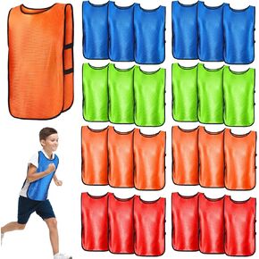 24 Pieces Team Pinnies Jerseys for Kids Youth Scrimmage Training Game Soccer Vest, 4 Colors 4 Teams Pinnies for Children Youth Game Sports Basketball, Soccer, Football, Volleyball