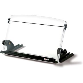 3M Adjustable Document Copy Holder, In-line with Monitor Minimizing Head and Neck Movement, 150 Sheet Capacity Holds Sheets to Books, Elastic Line Guide Keeps Pages Open, 14" Wide, Black (DH630) - Black/Clear