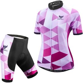 Women's Cycling Jersey Short Sleeve MTB Bike Clothing Road Bicycle Shirts Shorts Padded Pants