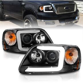 مجموعة المصابيح الأمامية لجهاز العرض الأنبوبي من AmeriLite Chrome C-Type لشاحنة بيك اب فورد F150 إكسبيديشن 1997-2003 - جانب السائق والراكب