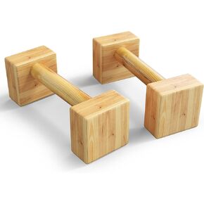 Wooden Push Up Bars - Calisthenics Equipment for Floor and Outside - Parallel Bars, Yoga Parallettes Bars for Home Exercise for Men, Women - pushup handles
