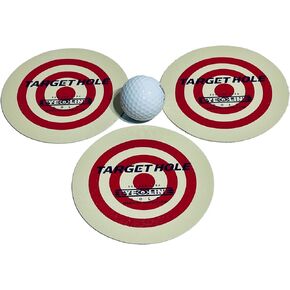 EyeLine Golf Target Holes - Practice Training Aid for Precision Practice on Green. Indoors/Outdoors. Toss to Create Simple Speed Control Targets. Red and White-Easy to See. Pack - 3. Made in USA