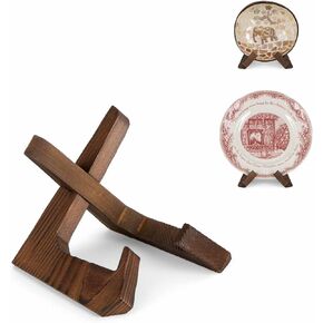 Plate Stand, 6.5 Inch Bowl Stands for Display, Wooden Easel Frame Holder, Display Stand for Large Deep Bowls Platters and Dishes, 6.5" H x 9" W x 7.9" D (For Bowls under 5" in Depth)