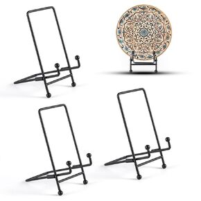 Plate Stand 3 Pack Display Stand Metal Book Holder Stand Black Picture Holder Stand Small Plate Stand Metal Frame Plate Display Stand for Picture Decorative Platter Book Photo Easel (4.5 In/3Pack) in Kuwait