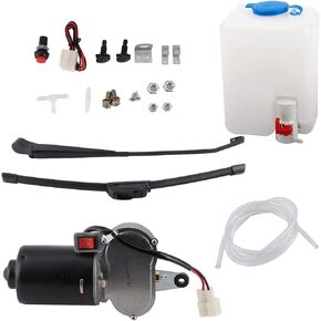 Electric Windshield Wiper Assembly Kit,Motor Blade Arm Water Spout Pot Hose for UTV ATV