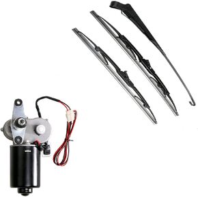 UTV Windshield Wiper Kit Compatible With UTV Golf Cart Polaris Ranger RZR 800 900 1000 Can Am Kawasaki MULE Universal 12V Electric Motor 110 Degree Wipe 1 Arm 2 Blades