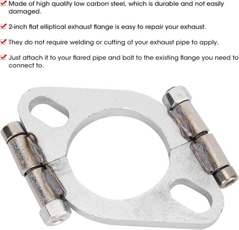 مجموعة شفة العادم مقاس 2 بوصة، ملحقات استبدال شفة عادم إصلاح الانقسام المسطح، قطعة غيار شفة عادم مسطحة من الصلب منخفض الكربون للدراجة النارية in Kuwait