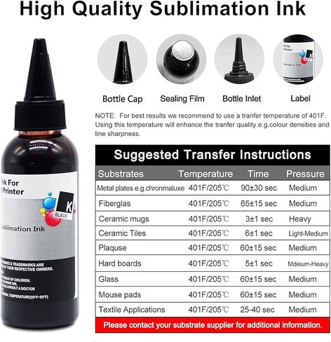 seogol Black Sublimation Ink for Epson EcoTank Workforce Printers ET-2720 ET-2760 ET-2750 ET-15000 ET-4700 ET-3760 WF-7710 WF-7720 WF-7210 C88+ ETC.（400ml/Offer Free ICC Printing） in Kuwait