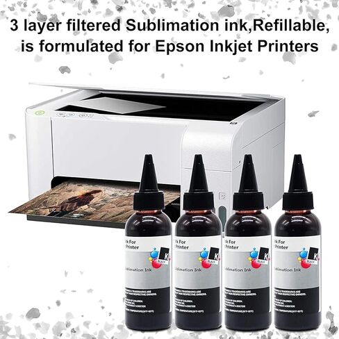 seogol Black Sublimation Ink for Epson EcoTank Workforce Printers ET-2720 ET-2760 ET-2750 ET-15000 ET-4700 ET-3760 WF-7710 WF-7720 WF-7210 C88+ ETC.（400ml/Offer Free ICC Printing） in Kuwait