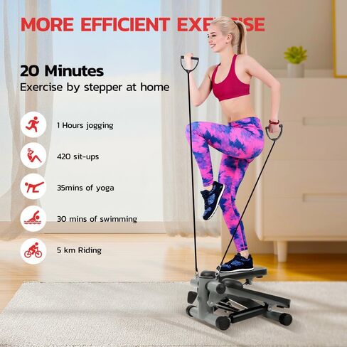 Mini Step Exercise Stepper with LCD Display, Step Machine with Removable Resistance Band Anti -Slip Foot Pedal in Saudi Arabia