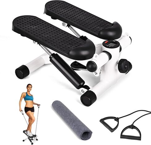JUMPMKT Steppers for Exercise, Mini Stepper with LCD Monitor & Resistance Bands, Gym Fitness Stair Stepper for Home Workout, Legs Arm Full Body Training in Kuwait