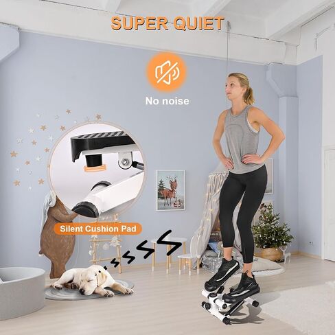 JUMPMKT Steppers for Exercise, Mini Stepper with LCD Monitor & Resistance Bands, Gym Fitness Stair Stepper for Home Workout, Legs Arm Full Body Training in Kuwait