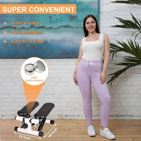 JUMPMKT Steppers for Exercise, Mini Stepper with LCD Monitor & Resistance Bands, Gym Fitness Stair Stepper for Home Workout, Legs Arm Full Body Training in Kuwait