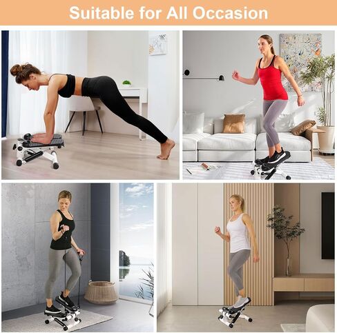 JUMPMKT Steppers for Exercise, Mini Stepper with LCD Monitor & Resistance Bands, Gym Fitness Stair Stepper for Home Workout, Legs Arm Full Body Training in Kuwait