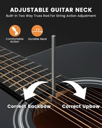 Fesley 12 String Guitar, 42" Full Size Acoustic Electric Guitars for Beginners Adults, Spruce Top Guitarra Acustica, Guitar Bundle with Gig Bag, Picks, Strings, Strap, Black in Saudi Arabia