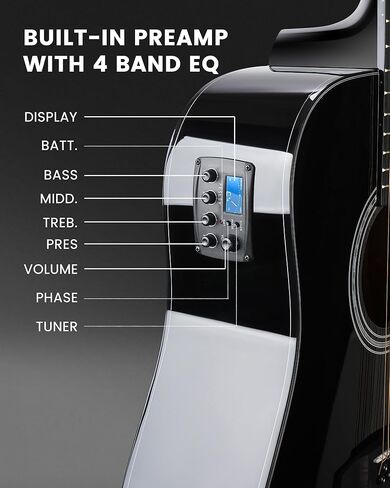 Fesley 12 String Guitar, 42" Full Size Acoustic Electric Guitars for Beginners Adults, Spruce Top Guitarra Acustica, Guitar Bundle with Gig Bag, Picks, Strings, Strap, Black in Saudi Arabia