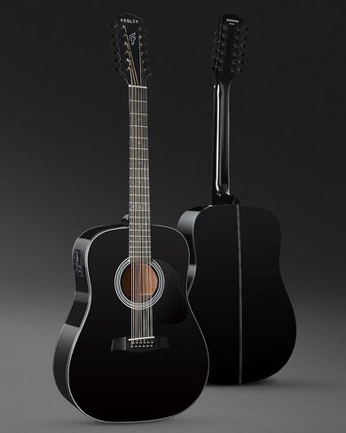 Fesley 12 String Guitar, 42" Full Size Acoustic Electric Guitars for Beginners Adults, Spruce Top Guitarra Acustica, Guitar Bundle with Gig Bag, Picks, Strings, Strap, Black in Saudi Arabia