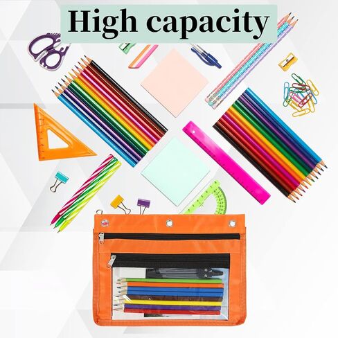 YoeeJob 6 Pack 1 Inch Expandable Zipper Pencil Pouches with Clear Window for 3 Ring Binder, Suitable for School & Office (6, Blue) in Saudi Arabia
