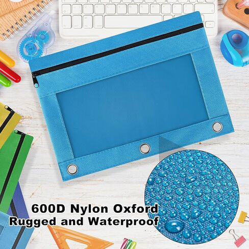 Pencil Pouch for 3 Ring Binder, Bulk 36 Pack 3-Holes Zipper Pencil Pouches in Assorted Colors, Sturdy and Durable Cloth Pencil Holder with Clear Window for Office School College Supplies (36) in Saudi Arabia