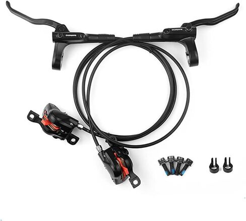 مجموعة فرامل قرص هيدروليكي BUCKLOS Shimano MT200 MTB، أمامي يسار 800 مم خلفي يمين 1550 مم رافعات فرامل هيدروليكية للدراجة الجبلية مع فرجار عالمي هو/PM لمسار MTB XC، دراجة إلكترونية، دراجة سمينة 1 in Saudi Arabia