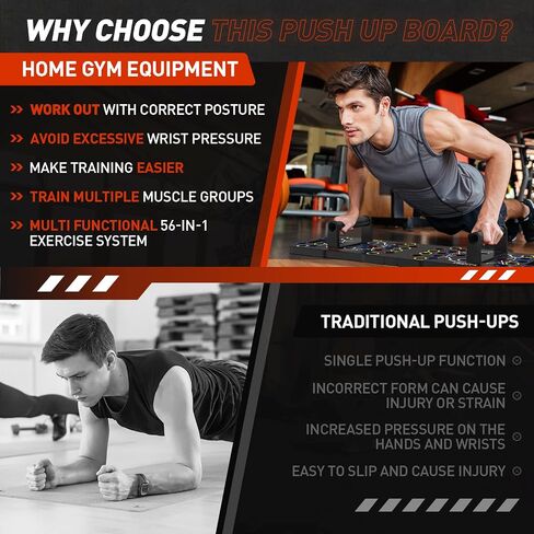Push Up Board,Home Workout Equipment Portable Multi-Function Foldable 56 in 1 Push Up Bar, Push Up Handles for Floor,Strength Training Equipment for Men & Women in Saudi Arabia