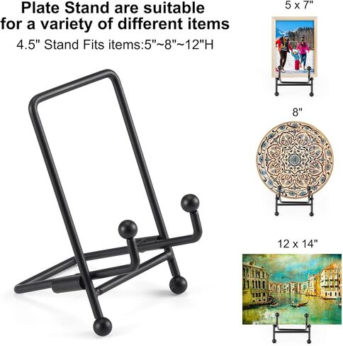 Plate Stand 3 Pack Display Stand Metal Book Holder Stand Black Picture Holder Stand Small Plate Stand Metal Frame Plate Display Stand for Picture Decorative Platter Book Photo Easel (4.5 In/3Pack) in Kuwait