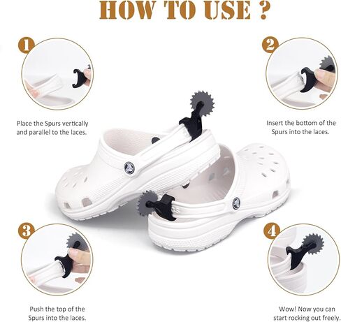 Croc Spurs-Croc أحذية رعاة البقر للرجال والنساء مع نتوءات - ملحقات التمساح - مشابك صغيرة متوافقة مع كروكس - محفزات التمهيد لسحر رعاة البقر المرح لحذائك in Kuwait