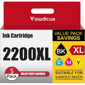PGI-2200XL Ink Cartridges 5-Pack Compatible 2200 Ink Cartridges Replacement for Canon Maxify 2200XL Ink cartridges Maxify MB5320 IB4120 IB4020 MB5020 MB5420 MB5120 Printer (2BK, 1C, 1M, 1Y)