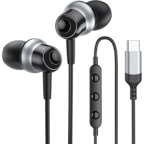 USB C Headphones Wired for Samsung Galaxy S24 Ultra S23 S22 Fe A55 A54, USB C Earphones with Microphones Compatible with iPhone 15 Plus Pro Max, ipad Pro Series,Pixel 8/7/6, Tablet, Laptop and etc.