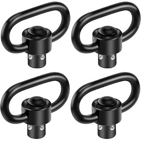 4 Pcs QD Sling Swivels with 1.33 Inch Push Button Quick-Disconnect D-Loop for Two Point and Traditional Sling Swivel Mount - Black