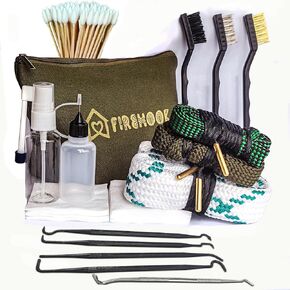Gun Cleaning Kit for .22 .223 & 5.56mm/.22.357.38.380, 9mm/12 Gauge Barrel Snake,Incl. Gun Cleaning Patches,Gun Brushes,Gun Picks,Gun Swabs,Needle Oiler,Sprayer,Gun Cleaning Supplies in Tool Bag