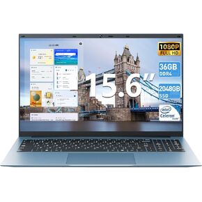 أجهزة كمبيوتر محمولة 15.6 بوصة، أجهزة كمبيوتر محمولة مع ذاكرة وصول عشوائي 36 جيجابايت و128 جيجابايت EMMC+2048 جيجابايت SSD، سيليرون N5095 رباعي النواة (حتى 2.9 جيجا هرتز)، واي فاي 6، USB 3.2، HDMI، نوع C، كمبيوتر محمول محمول، 7000 مللي أمبير، Windows 11 H in Kuwait