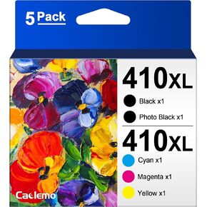 410XL Ink Cartridges, Remanufactured 410 Ink Cartridge Replacement for Epson 410XL 410 XL T410 Ink Cartridge Compatible with XP-830 XP-640 XP-7100 XP-630 XP-530 XP-635 Printer Ink (5 Pack)