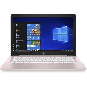 2021 HP Stream 14 HD Thin and Light Laptop, Intel Celeron N4000 Processor, 4GB RAM, 64GB eMMC, HDMI, Webcam, WiFi, Bluetooth, Windows 10 S, Rose Pink With SAM- (Renewed)