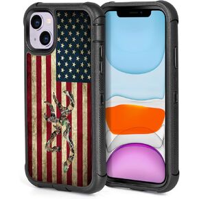 Compatible with iPhone 13 Case iPhone 14 Case Cool Camo Black White Shark Street Fashion Design for Boys, 3-Layer Rugged Shockproof Hard Plastic Bumper Silicone Rubber Heavy Duty Protection Cover