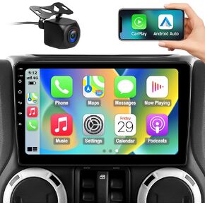 Car Radio Stereo for Jeep Wrangler JK 2007-2018 Compass Grand Cherokee Dodge Ram 2009-2012 with Wireless CarPlay Android Auto, 10.2 Inch Android13 Touch Screen GPS Navigation Backup Camera 2GB+64GB